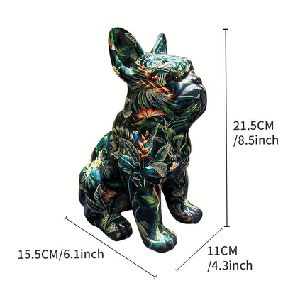 Ceramic French Bulldog Statue - Green pattern - Frenchie Complex Shop