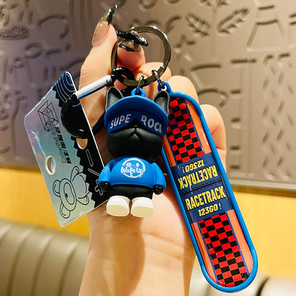 Skateboard French Bulldog Keychains - Blue - Frenchie Complex Shop