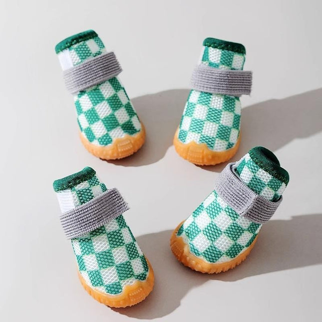 Breathable French Bulldog Shoes - Checkered green / No. 1 - Frenchie Complex Shop