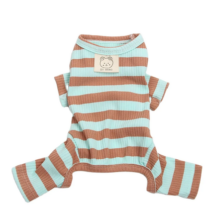 Striped French Bulldog Pyjamas - S / Green - Frenchie Complex Shop