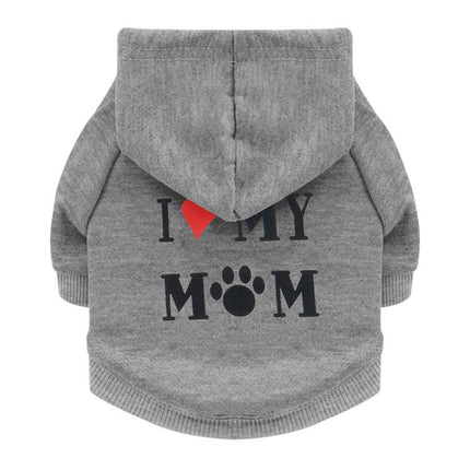 I Love My Mom French Bulldog Hoodie - Gray / XS - Frenchie Complex Shop