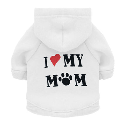 I Love My Mom French Bulldog Hoodie - White / XS - Frenchie Complex Shop