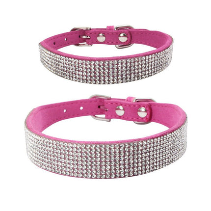 Rhinestone French Bulldog Collar - Rose Red / XS - Frenchie Complex Shop