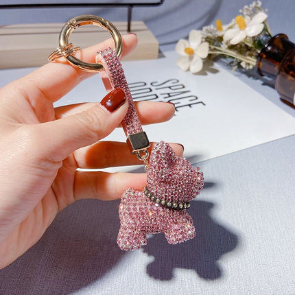 Diamond French Bulldog Keychain - Pink - Frenchie Complex Shop