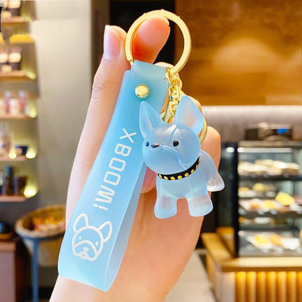 Transparent French Bulldog Keychain - Blue - Frenchie Complex Shop