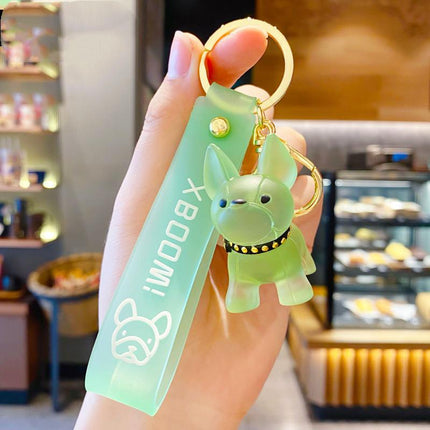 Transparent French Bulldog Keychain - Green - Frenchie Complex Shop