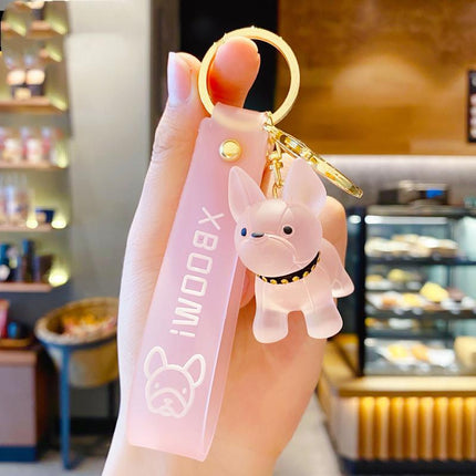 Transparent French Bulldog Keychain - Pink - Frenchie Complex Shop