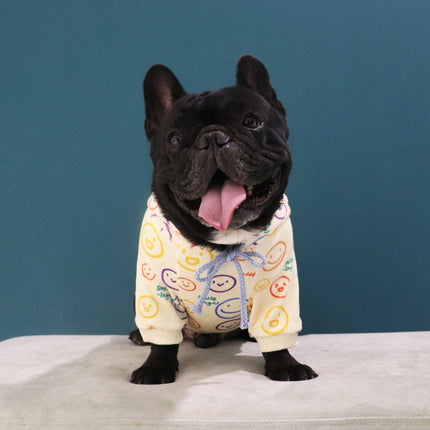 French Bulldog Emoticon Hoodie - White / S - Frenchie Complex Shop