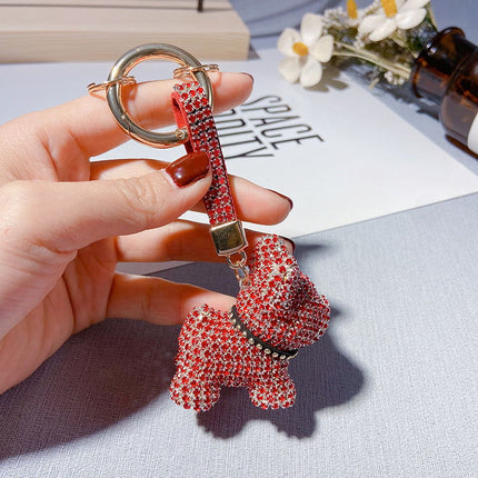 Diamond French Bulldog Keychain - Red - Frenchie Complex Shop