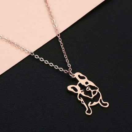Stainless Steel Frenchie Necklace - Pink - Frenchie Complex Shop