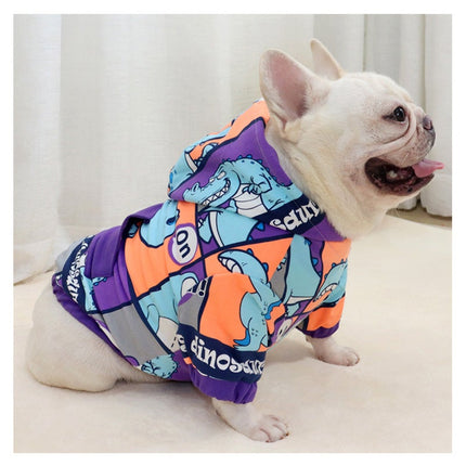 French Bulldog Dinosaur Hoodie - Purple / M - Frenchie Complex Shop