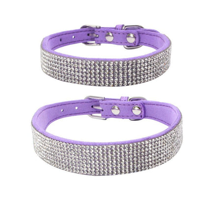 Rhinestone French Bulldog Collar - Purple / XS - Frenchie Complex Shop