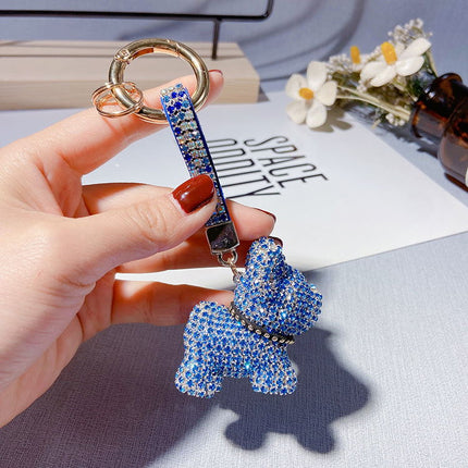 Diamond French Bulldog Keychain - Blue - Frenchie Complex Shop