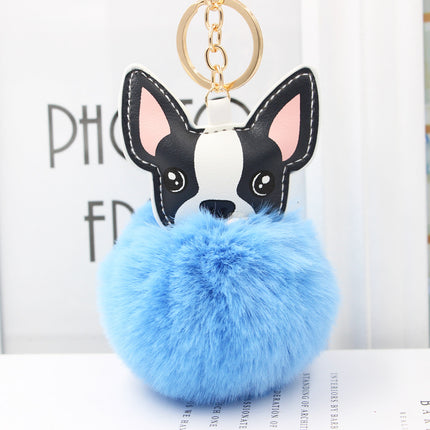 Fur Cartoon French Bulldog Keychains - Blue - Frenchie Complex Shop