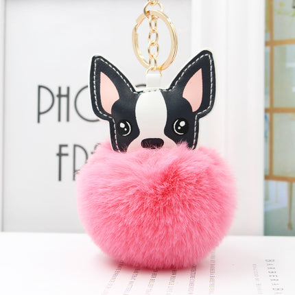 Fur Cartoon French Bulldog Keychains - Pink - Frenchie Complex Shop