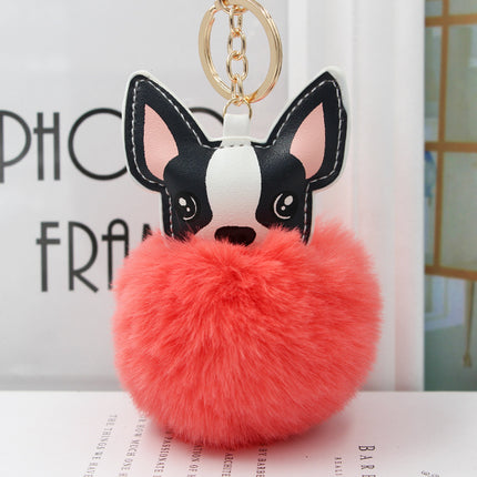 Fur Cartoon French Bulldog Keychains - Orange - Frenchie Complex Shop