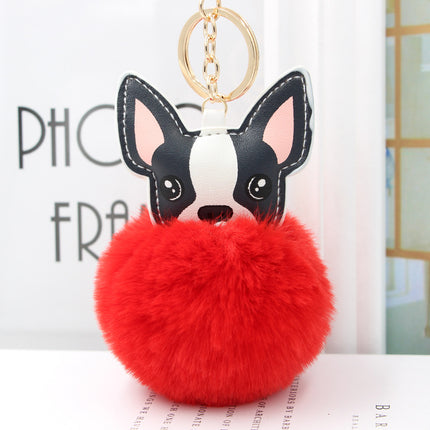 Fur Cartoon French Bulldog Keychains - Red - Frenchie Complex Shop