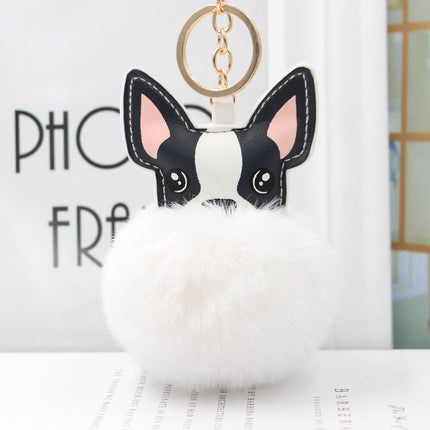 Fur Cartoon French Bulldog Keychains - White - Frenchie Complex Shop