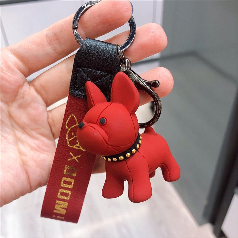 Frenchie Complex Dog Car Keychain - Red - Frenchie Complex Shop