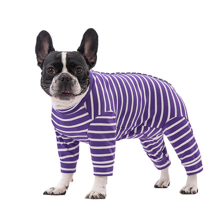 Snug Striped French Bulldog Pajamas - S / Purple - Frenchie Complex Shop