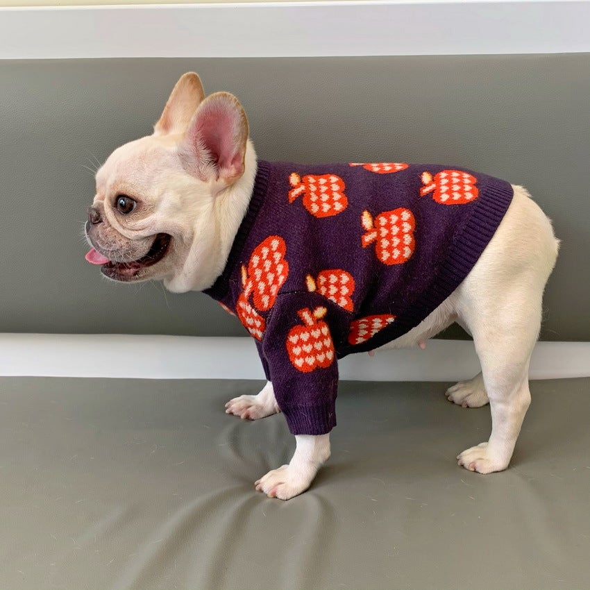 Red Apple French Bulldog Sweater - Frenchie Complex Shop