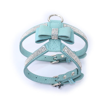Reflective French Bulldog Rhinestone Harness - Blue / M - Frenchie Complex Shop