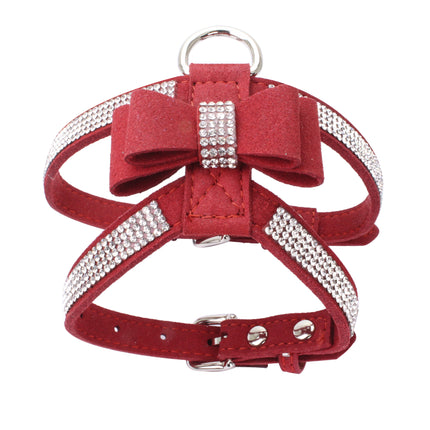 Reflective French Bulldog Rhinestone Harness - Red / M - Frenchie Complex Shop