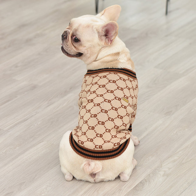 French Bulldog Thick Knit Sweater - Brown / S - Frenchie Complex Shop