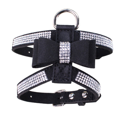 Reflective French Bulldog Rhinestone Harness - Black / S - Frenchie Complex Shop
