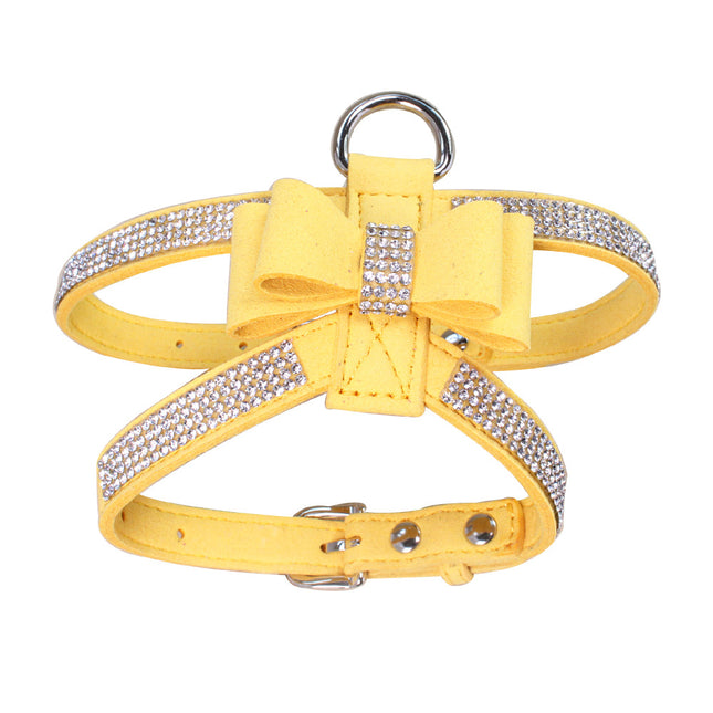 Reflective French Bulldog Rhinestone Harness - Yellow / M - Frenchie Complex Shop
