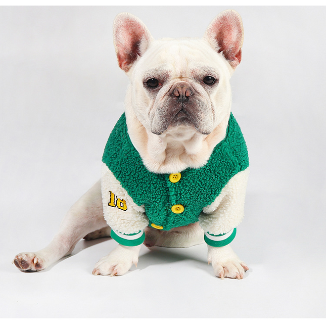 Baseball French Bulldog Sweater Jacket - Frenchie Complex Shop
