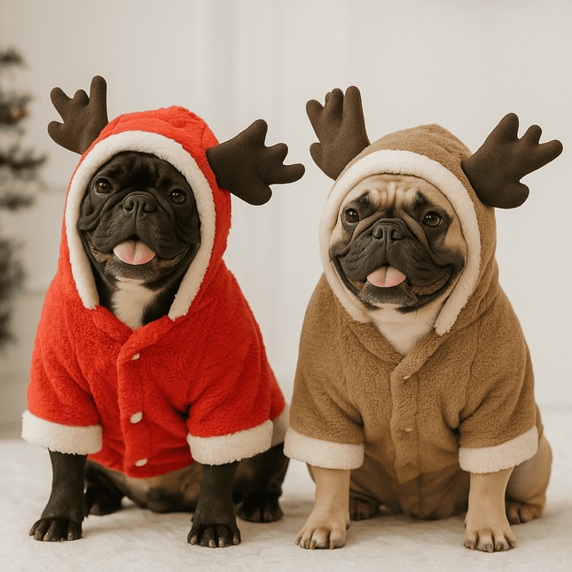 Christmas Reindeer French Bulldog Costume - Red / XS - Frenchie Complex Shop