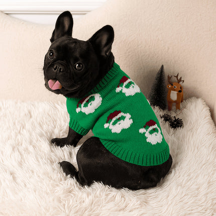 Christmas Warm French Bulldog Sweater - Green / S - Frenchie Complex Shop