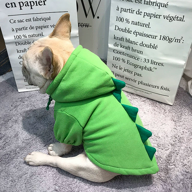 Dinosaur French Bulldog Hooded Costume