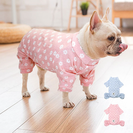Flower French Bulldog Pajama - Pink / S - Frenchie Complex Shop