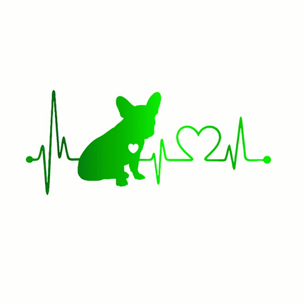 French Bulldog Car Heartbeat Stickers - Green - Frenchie Complex Shop