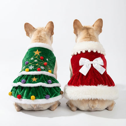 French Bulldog Christmas Dress Costume - Red bow style / XS - Frenchie Complex Shop