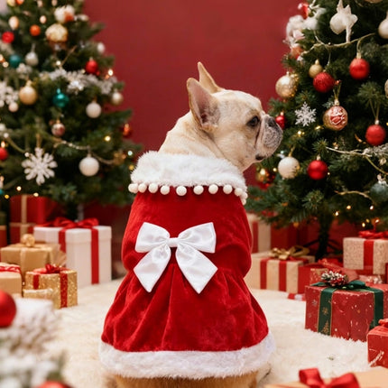French Bulldog Christmas Dress Costume - Red bow style / XS - Frenchie Complex Shop