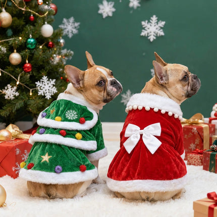 French Bulldog Christmas Dress Costume - Red bow style / XS - Frenchie Complex Shop