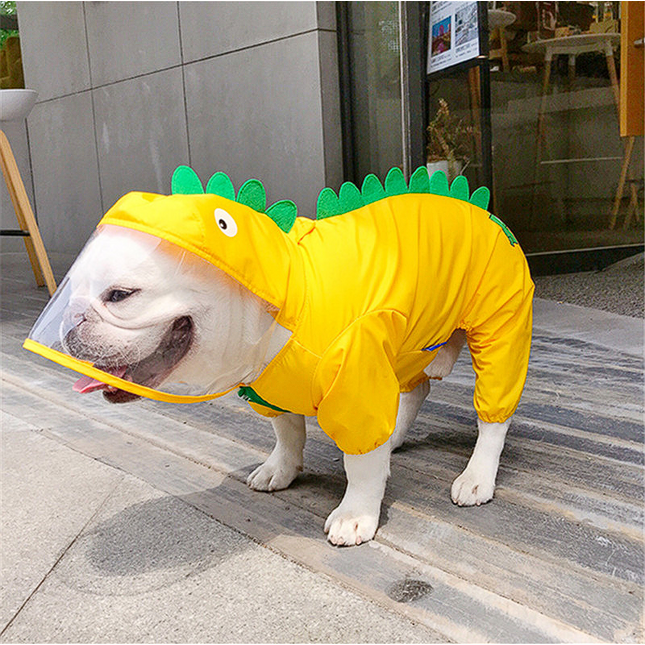 French Bulldog Dinosaur Raincoat - L / Yellow - Frenchie Complex Shop