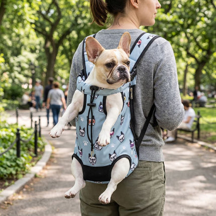 French Bulldog Backpack - Sky Blue Frenchie Faces