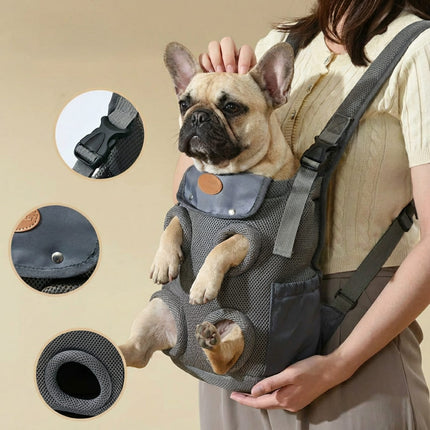 French Bulldog Chest Backpack Carrier - Grey - Frenchie Complex Shop