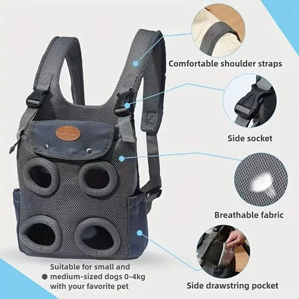 French Bulldog Chest Backpack Carrier - Grey - Frenchie Complex Shop