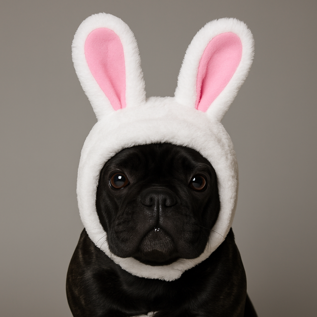 Frenchie Bunny Ear Hat – Halloween Soft Plush Costume Cap