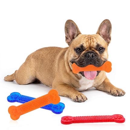 Frenchie Durable Rubber Bone – Dental Chew Toy - Blue - Frenchie Complex Shop