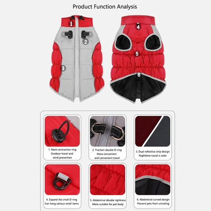 French Bulldog Winter Coat – Warm Padded Dog Jacket - Red / XL - Frenchie Complex Shop