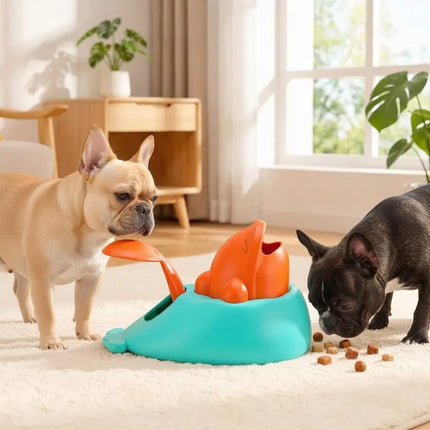 Interactive French Bulldog Toy – Puzzle Feeder & Treat Dispenser for Slow Eating - Blue - Frenchie Complex Shop