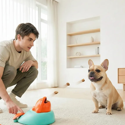 Interactive French Bulldog Toy – Puzzle Feeder & Treat Dispenser for Slow Eating - Blue - Frenchie Complex Shop