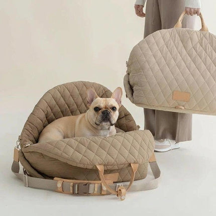 Luxury French Bulldog Carrier Bag & Car Seat - Pink - Frenchie Complex Shop