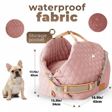 Luxury French Bulldog Carrier Bag & Car Seat - Pink - Frenchie Complex Shop